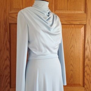 VINTAGE long sleeves maxi dress turtle neck draped